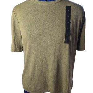 Banana Republic Women's Khaki Short Sleeve Linen Blend Tee